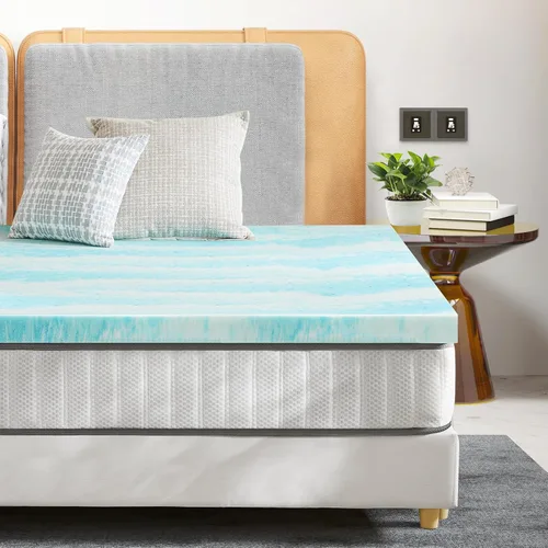 Miniatura 2 de Sweetcrispy Cubrecolchón Queen de espuma viscoelástica de 2 pulgadas de grosor con infusión de gel para cama tamaño Queen, sofá cama, caravana