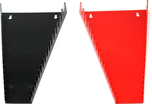 JSP Manufacturing Organizador de llaves estándar para 16 herramientas, color rojo y negro, paquete de 2 unidades | Bandeja de almacenamiento para