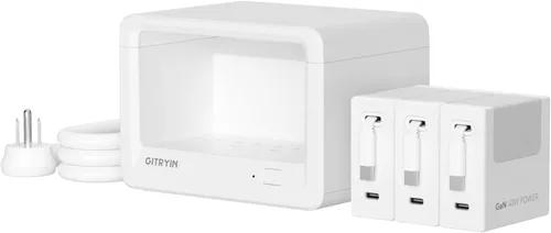 Miniatura 13 de Gitryin 12-in-1 Desktop Charging Station with 3 Retractable Type-C Charger Blocks, 1 Micro and 1 Lightning Charger, 4 USB C Ports, 160W Fast