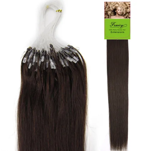 Miniatura 9 de Extensiones de cabello humano Remy, cuentas de micro anillo, punta de bucle, 100S AAAAAA (16 pulgadas, 0.01 oz/s, 10 marrón ceniza)