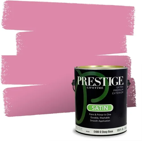 Miniatura 157 de Prestige Paints E100-T-SW6591 Pintura exterior e imprimación en uno, 1 galón, plano, combinación comparable de Sherwin Williams Amaryllis, 1 galón