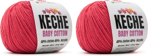 Miniatura 43 de Keche Hilo de algodón, 60% algodón, 40% hilo acrílico, hilo de algodón suave para crochet y tejer, hilo amigurumi, 1 madeja/bola, 1.76 onzas (50g)