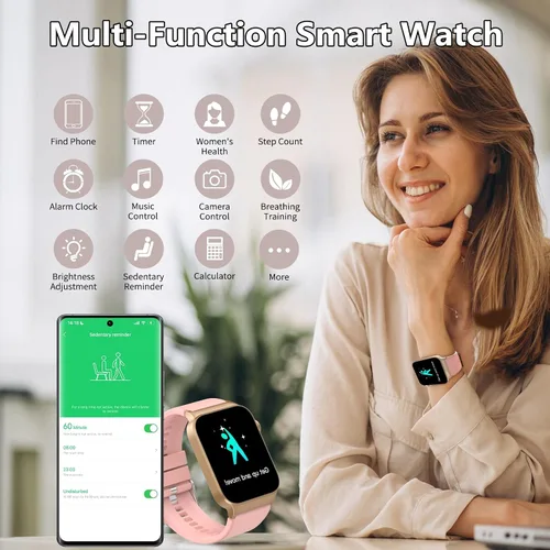 Miniatura 6 de STECEi Reloj inteligente para hombres y mujeres, llamada Bluetooth, pantalla HD de 1.85 pulgadas con monitor de frecuencia cardíaca/sueño, más