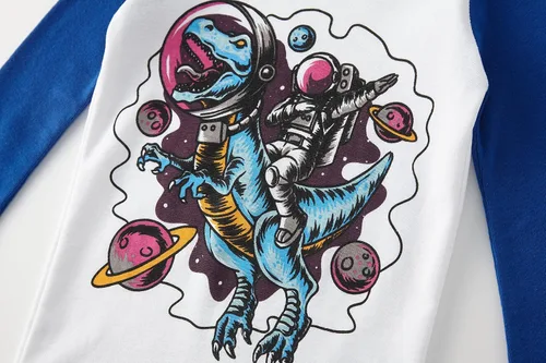 Miniatura 4 de Pijamas para niños, dinosaurio, cohete, espacio, 4 piezas, conjunto de ropa de dormir de 2 a 12 años