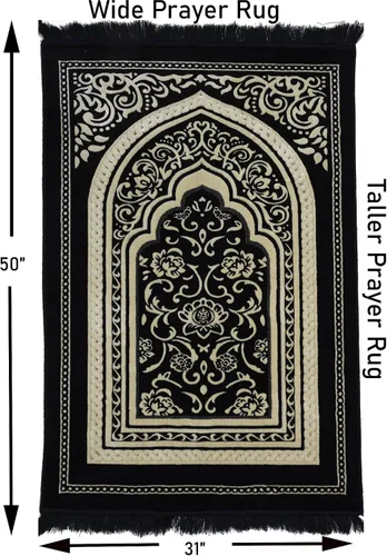 Miniatura 2 de Modefa Alfombra de oración de terciopelo islámico turco, gruesa, ancha, suave, para hombres y mujeres, tapete de oración grande, regalo de Eid