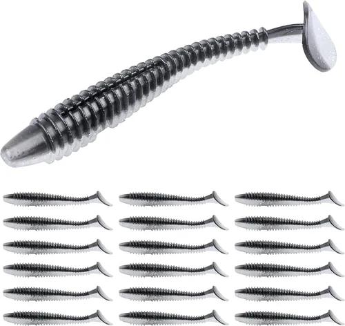 Miniatura 19 de RUNCL Swimbaits - Paleta de 10/20/30/40 unidades, cola de paleta de 5/4/3/2 pulgadas, señuelo suave para lubina de trucha, cebo de plástico duradero