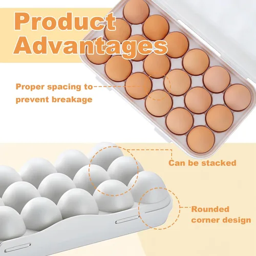 Miniatura 6 de PhantomSky Soporte para huevos al aire libre de gran capacidad, contenedor de almacenamiento de huevos frescos de plástico para refrigerador, #4-015