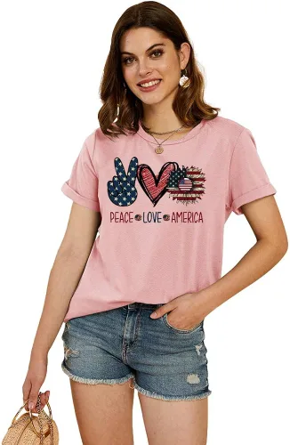 Miniatura 2 de Cicy Bell Camisetas de verano con estampado de corazón para mujer, estilo casual, manga corta, cuello redondo