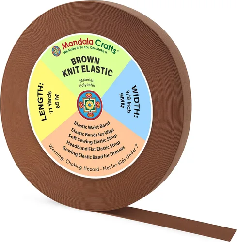 Miniatura 8 de Mandala Crafts Carrete de bandas elásticas anchas de 1/2 pulgada color beige para cinturas de pantalones, costura y manualidades DIY, 88 yardas