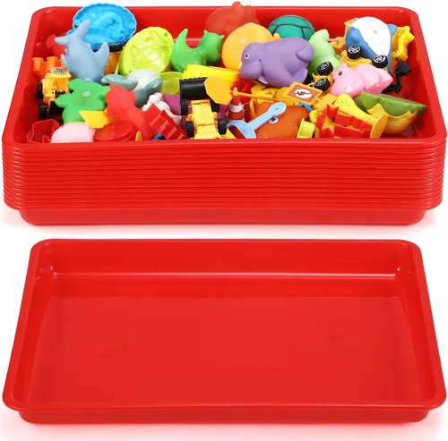 Miniatura 8 de Maitys Paquete de 15 bandejas de arte de plástico de 12 x 16 pulgadas, bandejas sensoriales para proyectos de bricolaje, pintura, cuentas, joyería