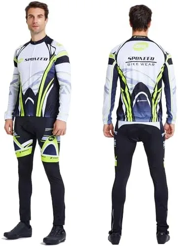 Miniatura 6 de sponeed Ropa de ciclismo para hombre, manga larga, para bicicleta de montaña, camiseta de bicicleta de carretera, pantalones acolchados, trajes