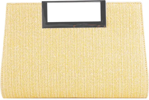 Miniatura 2 de WALLYN'S Bolso de mano para mujer, piel sintética, pajilla, fiesta de noche, agarre de metal, con correa de cadena para el hombro
