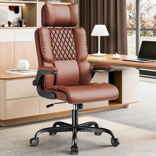 Miniatura 7 de Sytas Silla de oficina ergonómica con reposacabezas ajustable, silla de escritorio ejecutiva de cuero con soporte lumbar mejorado para aliviar