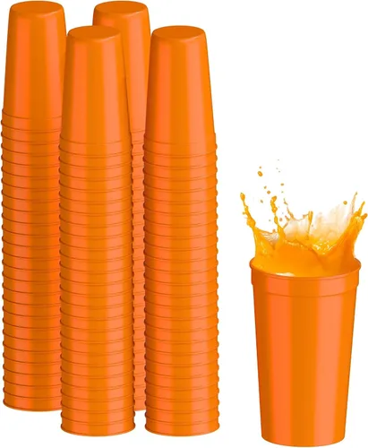 Miniatura 26 de PartyPrints Paquete de 100 vasos de plástico en blanco reutilizables de 10 a 12 onzas, vasos de estadio a granel, sin BPA, aptos para lavavajillas
