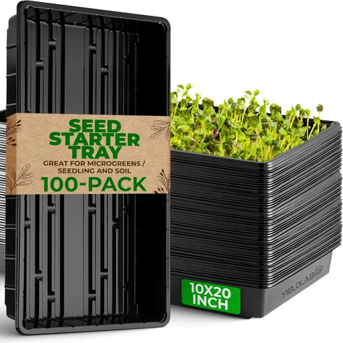 Miniatura 17 de Bandeja de propagación de plantas de plástico negro de 10 x 20 pulgadas (paquete de 10) - Bandejas de cultivo para jardín, plantación, plántulas