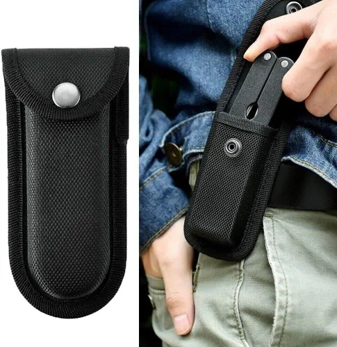 Miniatura 4 de Funda de cinturón de nylon reforzada en caja dura 2pcs para cuchillo plegable negro