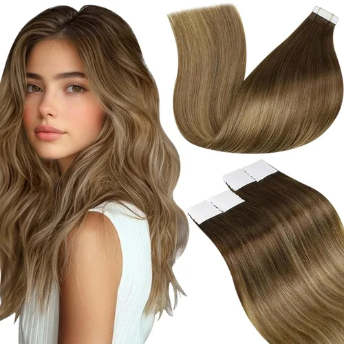Miniatura 33 de LaaVoo - Extensiones de cabello humano Remy adhesivas con cinta invisible, cabello negro natural, extensiones de cabello para mujeres de color, 20