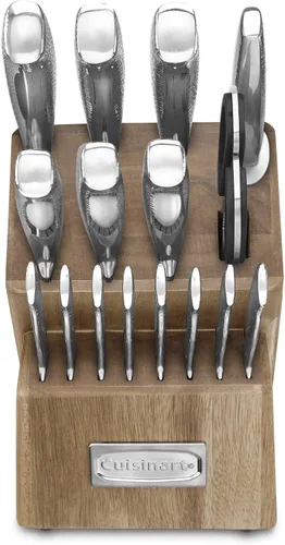 Miniatura 2 de Cuisinart Juego de cuchillos forjados de acero inoxidable martillado clásico de alto carbono con guarniciones de hoja de funda (juego de 17 piezas)