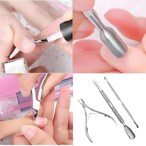 Miniatura 6 de Set de manicura y pedicura en acero inoxidable con empujador de cutículas, eliminador y herramienta de corte de acero inoxidable. Cortador