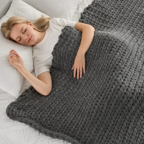 Miniatura 11 de Maetoow Manta de punto grueso de felpilla (40 x 50 pulgadas), hecha a mano, cálida y acogedora para sofá, cama, decoración del hogar, banco