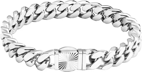 CaptainSteeL Pulsera de cadena de eslabones cubanos para hombre, acero inoxidable 316L, 90.394 in de ancho, patrón de moda, botón a presión, joyería