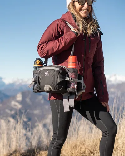 Miniatura 2 de Waterfly - Riñonera Fanny Pack: Bolso Fanny con 2 soportes para botellas de agua, cinturón lumbar, para senderismo, caminatas, correr, trotar