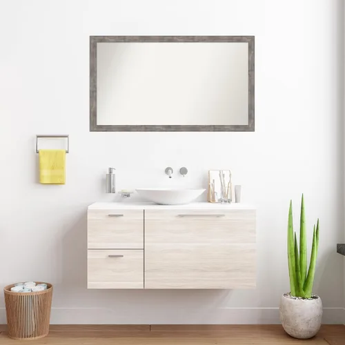 Miniatura 4 de Amanti Art Silver Bathroom Mirror for Over Sink, 24x41 Custom Made Marred Pewter Rectangle Vanity Mirror, Large Casual Wood Frame, Hangs Horizonally