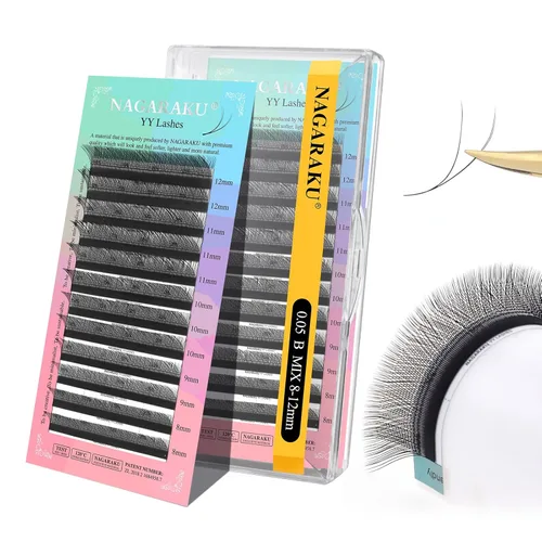 NAGARAKU YY - Extensiones de pestañas, suministros Y, Lash 4D, Easy Fan, pestañas cruzadas de volumen ruso, pestañas YY, tejidas a mano, malla en