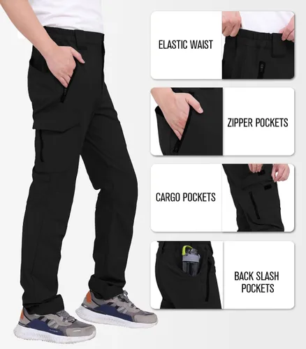 Miniatura 3 de WORK IDEA Pantalones de senderismo para hombre, impermeables, ligeros, pantalones de pesca al aire libre con bolsillos tipo cargo