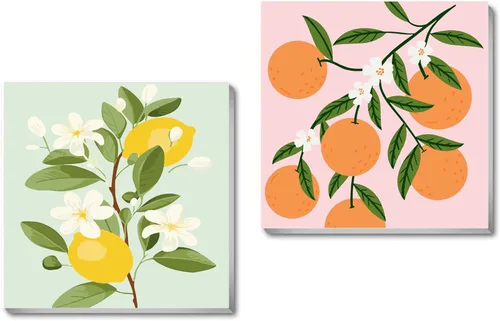 cupmod Paquete de 2 pinturas enmarcadas por números para niños, kit de pintura acrílica fácil por números sobre lienzo, pintura al óleo de frutas