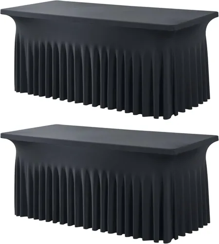 Miniatura 42 de Outpain - 4 paquetes de mantel de elastano de 6 pies para mesas plegables estándar - Mantel de mesa rosa bebé, protector de mesa para fiesta, boda
