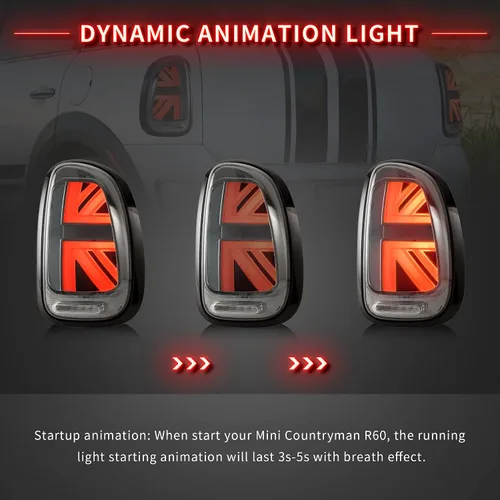 Miniatura 3 de VLAND - Luces traseras ahumadas LED Union Jack compatibles con BMW Mini Cooper Countryman R60 2010-2016 con señal de giro secuencial, luces