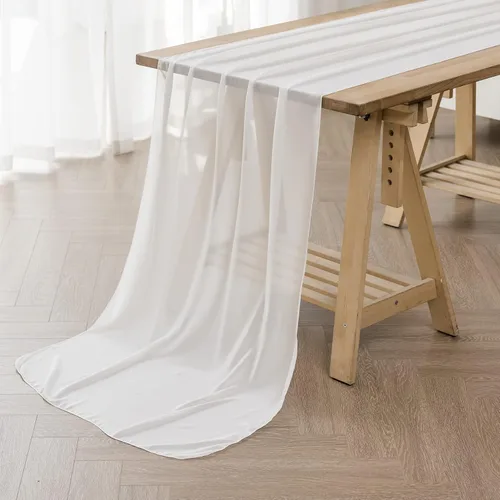 Miniatura 24 de Paquete de 6 caminos de mesa de gasa de 9 pies de 14 x 108 pulgadas, camino de mesa romántico transparente para boda, fiesta de cumpleaños