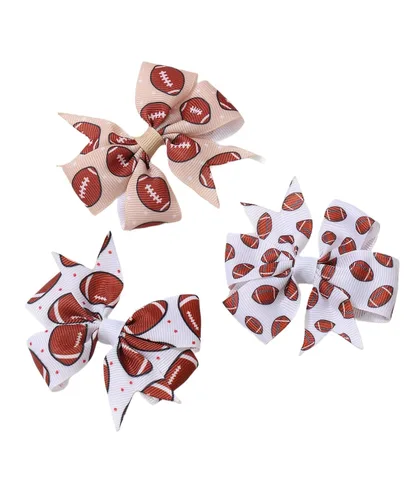 BBTDIN Baby Football Turban Headband Girl Football Bows Baby Football Hair Band Bow BBG19 (3 Pcs-F1)