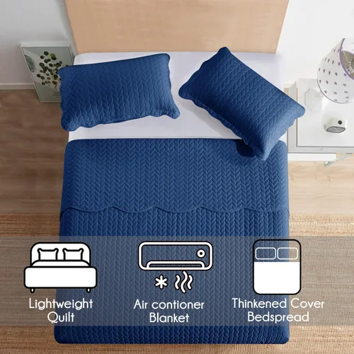Miniatura 384 de MOONLIGHT20015 Edredón tamaño King (106 x 96 pulgadas) con 2 fundas de almohada (20 x 36 + 2 pulgadas) para todas las estaciones, juego de cama Azul