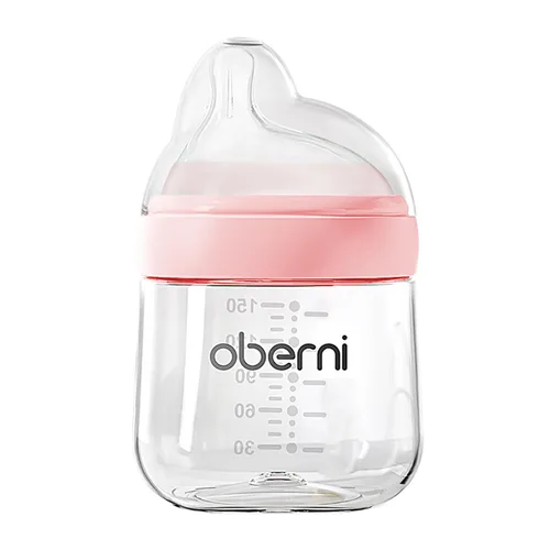 Miniatura 9 de Oberni Biberones con pezón descentrado lento durante más de 0 meses, biberón anticólico para recién nacido, 5.1 fl oz/5 oz/azul/paquete de 2