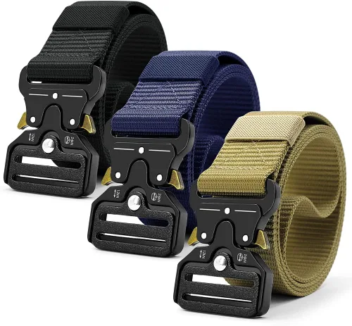 Miniatura 11 de DOOPAI Cinturón táctico para hombre, tela militar de nailon negro con hebilla de liberación rápida, ideal para el trabajo, senderismo 21-1 Negro