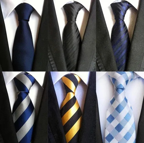 Miniatura 110 de WeiShang Lote de 6 corbatas clásicas de seda para hombre, corbatas tejidas jacquard