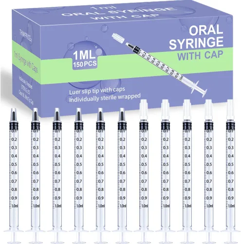 Miniatura 5 de 50 piezas de jeringas de 1 ml con tapas dispensador oral envuelto individualmente en esterilidad para gotero de medicina, recolección de calostro
