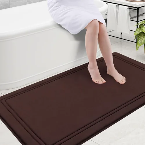 Miniatura 82 de Grandaily Alfombra de baño de espuma viscoelástica de 24 x 16 pulgadas, ultrasuave, antideslizante y absorbente, lavable a máquina, cómoda alfombra
