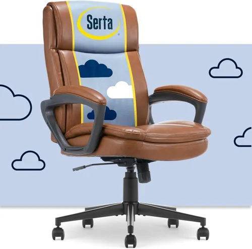 Miniatura 12 de Serta Comfort Ergo - Silla de oficina ejecutiva, diseño ergonómico de respaldo medio con soporte lumbar, cojín de asiento de doble capa semipelado
