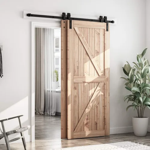 Miniatura 2 de SMARTSTANDARD - Kit de herrajes para puerta corrediza de granero de 6 pies para puertas de madera dobles vía única suave y silencioso fácil