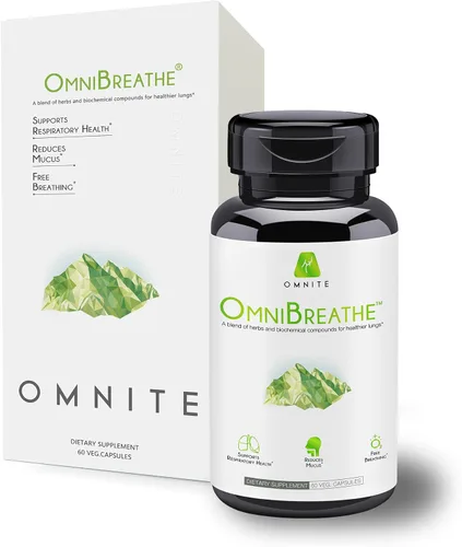 OmniBreathe Suplemento de desintoxicación pulmonar y apoyo respiratorio | Hoja de gordolobo, cordyceps, NAC y vitaminas para una respiración clara,