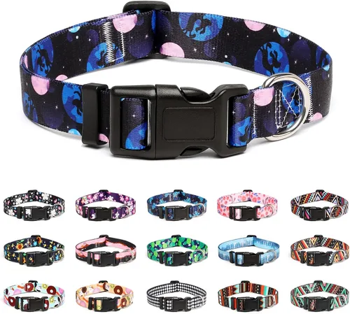 Miniatura 39 de Mercano Collar ajustable para perros - Diseños especiales con patrones, collar suave de nylon cómodo y resistente para perros pequeños, medianos