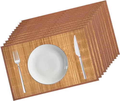Miniatura 11 de Set of 8 Bamboo Slats Placemat Modern Placemats Natural Anti-Slip Bamboo Placemats Washable Heat-Resistant Table Mats for Kitchen Dinning Room Table