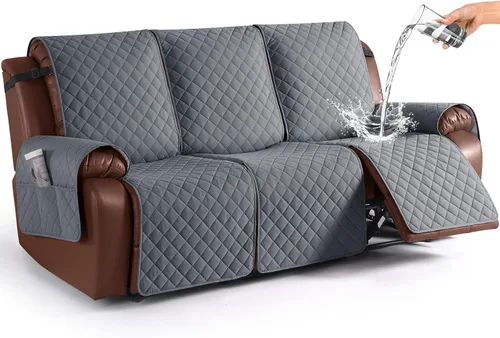 Miniatura 23 de KinCam Funda impermeable para sofá biplaza reclinable, fundas antideslizantes para sofá reclinable de 2 asientos, funda de sofá reclinable