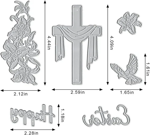 Miniatura 2 de Troqueles de corte de metal con diseño de flores de Pascua, palabras de Pascua, animales troquelados para hacer tarjetas, herramienta de plantilla