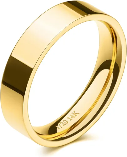 NOKMIT Anillos rellenos de oro de 14 quilates de 0.197 in para mujeres y niñas, delicado y grueso, anillo de compromiso para el pulgar, regalo de