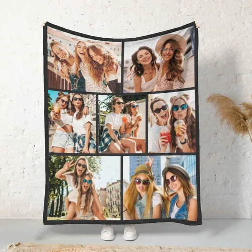 Miniatura 2 de Manta personalizada para mejores amigos con fotos, manta de cama personalizada con collage de fotos para pareja, manta para marido y esposa, regalo