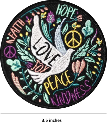 Miniatura 5 de PatchClub Parche colorido Peace Love Patch – Plancha/Coser – Bonito aplique para chaquetas, jeans, ropa, mochilas, bolsas de mano, colcha